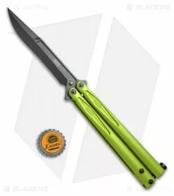 Microtech Tachyon III Balisong Butterfly Lime Green (4.5" Black) 173-1DLCLG -Bladehq Knives Sales Microtech Tachyon III Balisong Butterfly Lime Green Black 173 1DLCLG BHQ 52649 jr bottlecap