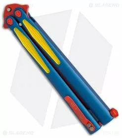 Microtech Tachyon III Balisong Butterfly Super (4.5" Red/Blue/Yellow) 173-13SM -Bladehq Knives Sales Microtech Tachyon III super red blue yellow 173 1SM BHQ 68511 er side