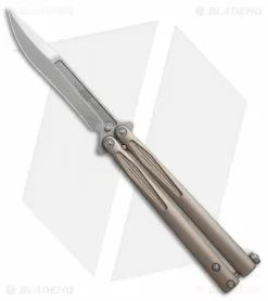 Microtech Tachyon III Balisong Butterfly Knife Tan (4.5" Stonewash) 173-10TA