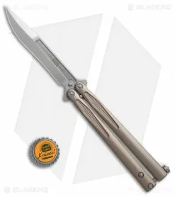 Microtech Tachyon III Balisong Butterfly Knife Tan (4.5" Stonewash) 173-10TA 3 Microtech Tachyon III Balisong Butterfly Knife Tan (4.5" Stonewash) 173-10TA -Bladehq Knives Sales Microtech Tachyon III tan sw BHQ 75677 er bottlecap