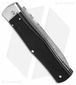 Mikov 241 Predator Lever Lock Automatic Knife Dark Buffalo Horn (4" Damascus) -Bladehq Knives Sales Mikov 241 Predator Leverlock AK Dark Buffalo Horn 4in Damascus BHQ 176156 td side