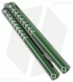 Nabalis + Will Hirsch The Vulp Butterfly Balisong Trainer Green Al (4.4" BB) -Bladehq Knives Sales Nabalis Vulp Butterfly Balisong Trainer Green BHQ 156945 jr side