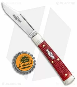 Great Eastern Cutlery GEC Northfield UN-X-LD Clip Point Pocket Knife Red Jigged Bone (2.6" Satin) -Bladehq Knives Sales Northfield UN X LD 1095 Carbon Steel Garnet Jigged Bone Red Satin BHQ 139482 jr bottlecap