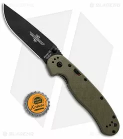 Ontario Knife Company Ontario RAT Model 1A Spring Assisted Knife OD Green G-10 (3.625" Black) 8871OD -Bladehq Knives Sales Ontario RAT Model 1A SA OD Green G 10 Black ON8871OD BHQ 91197 jr bottlecap