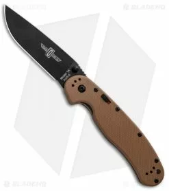 Ontario Knife Company Ontario RAT Model 1A Spring Assisted Knife Tan G-10 (3.625" Black) 8871TN