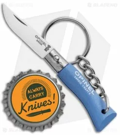 Opinel No. 2 Folding Knife Keychain Skyblue (1.38" Satin) -Bladehq Knives Sales Opinel No. 2 Keychain Sky Blue Satin OP02049 BHQ 91201 jr bottlecap