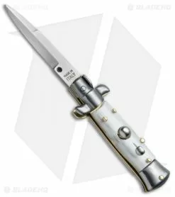 SKM 4.5" Italian Mini Stiletto Automatic Knife White Pearlex (Bayonet)