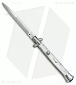 SKM AB 11" Italian Stiletto Automatic Knife Gray Pearlex (5" Satin Bayonet)