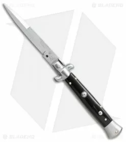 SKM AB 9" Italian Stiletto Bayo Automatic Knife Black Acrylic (3.8" Satin)