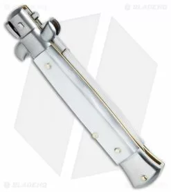 SKM/AB 8" Italian Stiletto Dagger Automatic Knife Pearlex (3.3" Satin) -Bladehq Knives Sales SKM AB Italian Stiletto White Pearlex Dagger Satin BHQ 51170 jr side