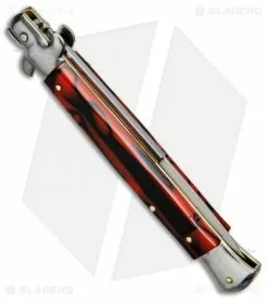 SKM AB 11" Italian Stiletto Automatic Knife Red Swirl (5" Satin Bayonet) -Bladehq Knives Sales SKM Stiletto 11in Red Swirl Bayo BP 6144 jr side