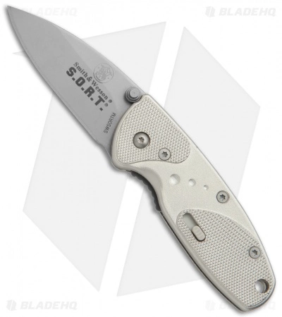 Smith & Wesson Medium S.O.R.T. Spring Assisted Knife Champagne (2" Bead Blast) Smith & Wesson Medium S.O.R.T. Spring Assisted Knife Champagne (2" Bead Blast) -Bladehq Knives Sales Smith Wesson S.O.R.T. Medium Champagne BB SWSORTM5 BHQ 2577 jr