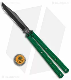 Squid Industries Krake Raken Bowie V2.5 Balisong Knife Green (4.5" Inked) -Bladehq Knives Sales Squid Industries Krake Raken Bowie Balisong Green Inked BHQ 179156 jr bottlecap 1