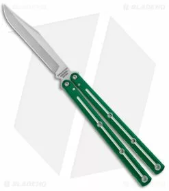 Squid Industries Krake Raken Bowie V2.5 Balisong Dual Tone Green (4.5" Satin)