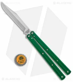 Squid Industries Krake Raken Bowie V2.5 Balisong Green (4.5" Satin) -Bladehq Knives Sales Squid Industries Krake Raken Bowie V2.5 Balisong Green Satin BHQ 179155 jr bottlecap