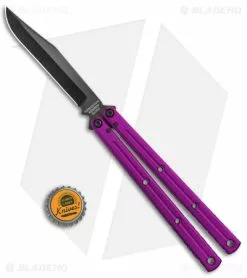 Squid Industries Krake Raken Bowie V2.5 Balisong Knife Purple (4.5" Inked) 3 Squid Industries Krake Raken Bowie V2.5 Balisong Knife Purple (4.5" Inked) -Bladehq Knives Sales Squid Industries Krake Raken Bowie V2.5 Balisong Purple Inked BHQ 180385 jr bottlecap