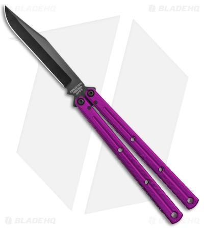 Squid Industries Krake Raken Bowie V2.5 Balisong Knife Purple (4.5" Inked) Squid Industries Krake Raken Bowie V2.5 Balisong Knife Purple (4.5" Inked) -Bladehq Knives Sales Squid Industries Krake Raken Bowie V2.5 Balisong Purple Inked BHQ 180385 jr