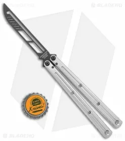 Squid Industries Krake Raken Butterfly Balisong Trainer V2.5 Silver (Inked) -Bladehq Knives Sales Squid Industries Krake Raken Butterfly Balisong Trainer V2.5 Inked Silver Black BHQ 175170 jr bottlecap