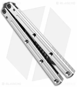 Squid Industries Krake Raken Butterfly Balisong Trainer V2.5 Silver (Inked) -Bladehq Knives Sales Squid Industries Krake Raken Butterfly Balisong Trainer V2.5 Inked Silver Black BHQ 175170 jr side