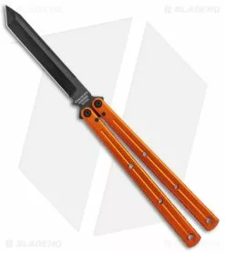 Squid Industries Krake Raken Tanto V2.5 Balisong Knife Orange (4.5" Inked)