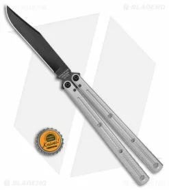 Squid Industries Krake Raken V2.5 Bowie Balisong Knife Silver (4.5" Inked) -Bladehq Knives Sales Squid Industries Krake Raken V2.5 Bowie Balisong Silver Inked BHQ 115297 jr bottlecap 2