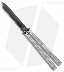 Squid Industries Krake Raken V2.5 Tanto Balisong Knife Silver (4.5" Inked)