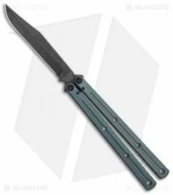 Squid Industries Krake Raken Bowie V2 Balisong Knife Matte Gunmetal (4.5" Acid)