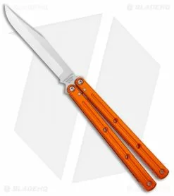 Squid Industries Krake Raken Bowie V2.5 Balisong Knife Orange (4.5" Satin)