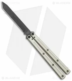 Squid Industries Krake Raken Tanto V2 Balisong Knife Matte Silver (4.5" Acid)