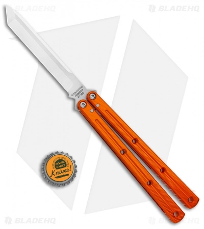 Squid Industries Krake Raken Tanto V2.5 Balisong Knife Orange (4.5" Satin) Squid Industries Krake Raken Tanto V2.5 Balisong Knife Orange (4.5" Satin) -Bladehq Knives Sales Squid Industries Krate Raken Tanto V2.5 Balisong Orange Satin BHQ 134796 jr bottlecap