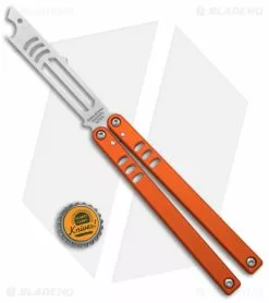 Squid Industries Mako V4.5 Bottle Opener Balisong Trainer Orange (4.3" SW) -Bladehq Knives Sales Squid Industries Mako V4.5 Bottle Opener Balisong Trainer Orange SW BHQ 177935 jr bottlecap