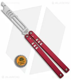 Squid Industries Mako V4.5 Bottle Opener Balisong Trainer Red (4.3" SW) -Bladehq Knives Sales Squid Industries Mako V4.5 Bottle Opener Balisong Trainer Red SW BHQ 176661 jr bottlecap