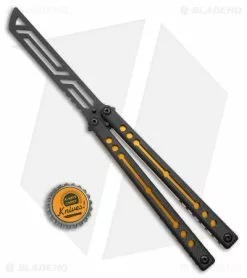 Squid Industries Nautilus Balisong Trainer Knife V2 Black Gold (4.5" Black) -Bladehq Knives Sales Squid Industries Nautilus Balisong Trainer V2 Black Gold Black BHQ 177517 jr bottlecap