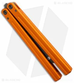 Squid Industries Triton V2 Butterfly Balisong Trainer Inked Orange -Bladehq Knives Sales Squid Industries Triton Butterfly Balisong Trainer Orange V2 Inked Black BHQ 175180 jr side