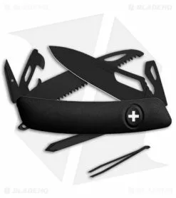 Swiza SH06 Single Hand Button Lock Swiss Pocket Knife Black (3" Black)