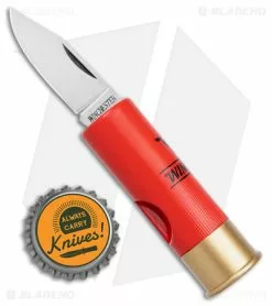 Winchester Shotgun Shell Slip Joint Knife Red Polymer (1.83" Satin) -Bladehq Knives Sales Winchester Shotgun Shell Knife BHQ 174863 jr bottlecap