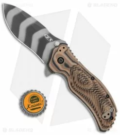 Zero Tolerance 0350 A/O Knife Hyena Brown G-10 (3.25" Tiger Stripe) -Bladehq Knives Sales Zero Tolerance LL Yyena Brown Zebra Blade BHQ 135425 jr bottlecap5D