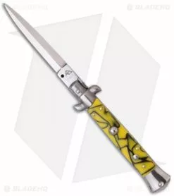 SKM AB 9" Italian Stiletto Automatic Knife Killer Bee (4" Satin Dagger)