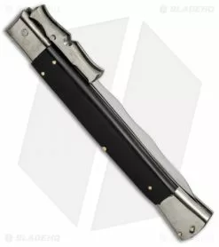 AGA Campolin 13" Bat Swinguard Automatic Ebony Wood (5.75" Satin Kriss) -Bladehq Knives Sales aga 13in swing bat ebony kriss side cm