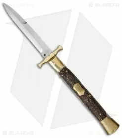 AGA Campolin 13" Bat Swinguard Automatic Brass/Stag Horn (5.75" Satin Bayonet)