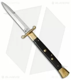 AGA Campolin 13" Swinguard Automatic Knife Brass/Ebony Wood (5.75" Satin Bayo)