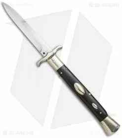 AGA Campolin 13" Bat Swinguard Automatic Knife Ebony Wood (5.75" Satin Bayonet)