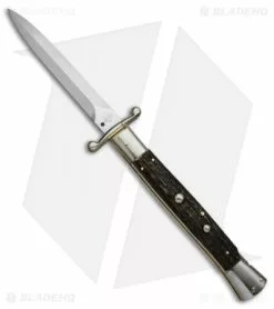 AGA Campolin 13" Swinguard Automatic Knife Stag Horn (5.75" Satin Dagger)