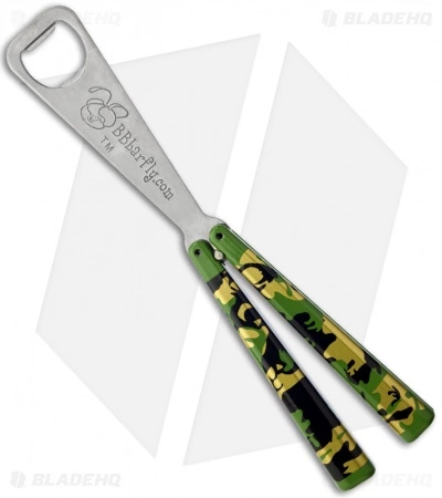 BB Barfly Bottle Opener Butterfly Trainer (Green Camo) BB Barfly Bottle Opener Butterfly Trainer (Green Camo) -Bladehq Knives Sales bbbarfly camo green bottle opener