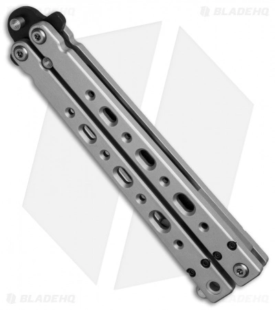 Bear OPS Bear Song V Butterfly Knife Gray Aluminum (4.38" Black) B-500-B Bear OPS Bear Song V Butterfly Knife Gray Aluminum (4.38" Black) B-500-B -Bladehq Knives Sales bear ops b 500 b 35030 bottom cm
