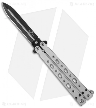 Bear OPS Bear Song V Butterfly Knife Gray Aluminum (4.38" Black) B-500-B Bear OPS Bear Song V Butterfly Knife Gray Aluminum (4.38" Black) B-500-B -Bladehq Knives Sales bear ops b 500 b 35030 cm