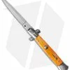 SKM 9" Italian Stiletto Automatic Knife Orange Pearlex (4" Satin Dagger)