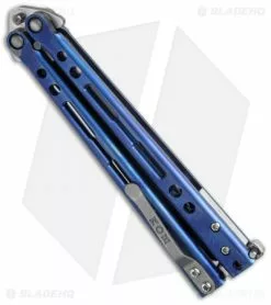 Hom Design Specter Evo Titanium Balisong Butterfly Knife Blue (4.4" Two-Tone) -Bladehq Knives Sales hom specter evo blue side cm