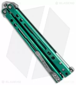 Hom Design Specter Evo Titanium Balisong Butterfly Knife Green (4.4" Two-Tone) -Bladehq Knives Sales hom specter evo green side cm