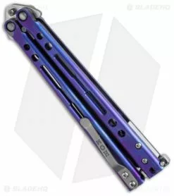 Hom Design Specter Evo Titanium Balisong Butterfly Knife Purple (4.4" Two-Tone) -Bladehq Knives Sales hom specter evo purple side cm
